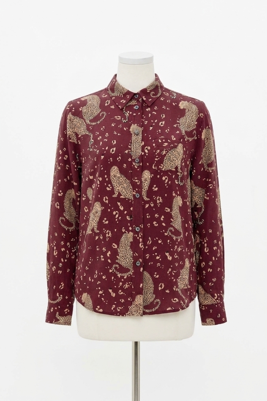 NEW RAILS kate shirt in oxblood leopard